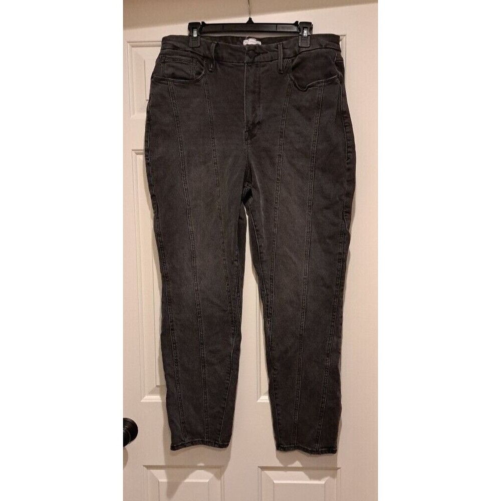 Good American Good Classic Seamed/ Paneled Gray Black Jeans Size 16